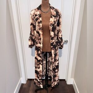AFRM Tie-Dye Print Longline Belted Coat | Lightweight Statement Trench